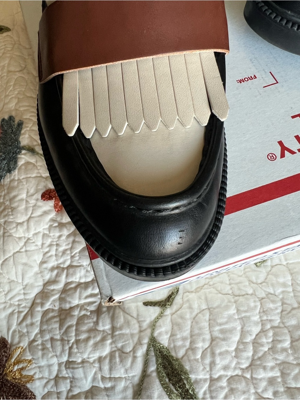 Marc Fisher Women’s Calixy Fringe Slip-on Loafers Size 8M Black Cream Preppy - Picture 6 of 10